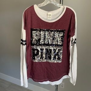 VS pink long sleeve sequin shirt